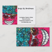 スマイファンキーリングカッコいい顔サングラスハットピンクブルー 名刺 (正面/裏面)