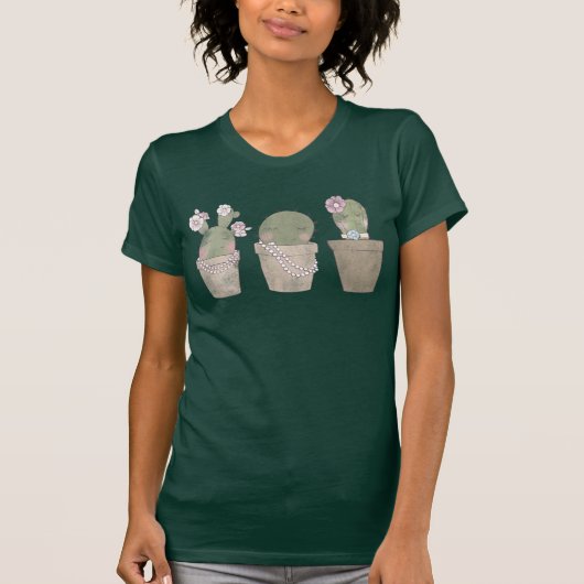 スマイリングカクタストリオ水彩デザイン Tシャツ (正面)