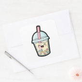 スマイリングカップケーキ – かわいいイラスト スクエアシール (封筒)