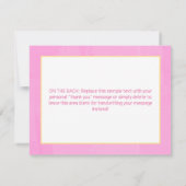 スマイリングサンシャインピンク＆イエローのドットガール サンキューカード (裏面)