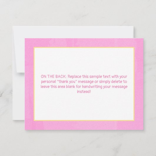 スマイリングサンシャインピンク&イエローのドットガール サンキューカード (裏面)