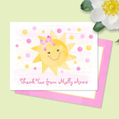 スマイリングサンシャインピンク＆イエローのドットガール サンキューカード