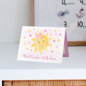 スマイリングサンシャインピンク＆イエローのドットガール サンキューカード