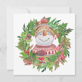 スマイリングスノーマンクリスマスリース カード