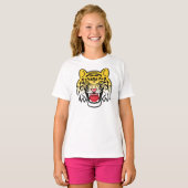 スマイリングタイガーフェイスアートワーク-21876 Tシャツ (正面フル)