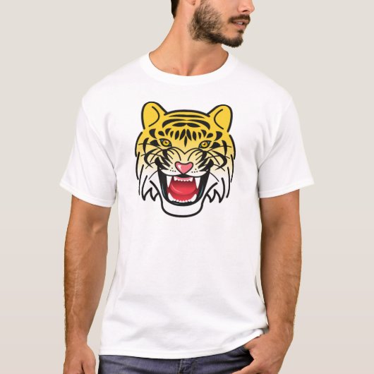 スマイリングタイガー フェイス アートワーク-21876 Tシャツ (正面)