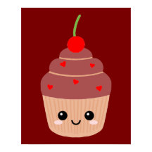 スマイリング カップケーキ プリント, スイート ルーム デコ, かわいい