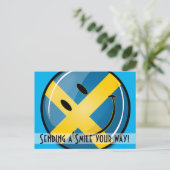 スマイリング スウェーデン国旗 ポストカード (スタンド正面)