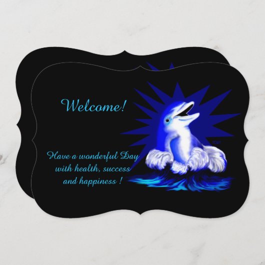 スマイリング・ドルフィン , テキスト招待を追加する 招待状 (正面/裏面)