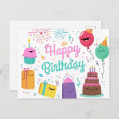 スマイリング ハッピー バースデー ポストカード (正面/裏面)