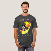 スマイリング フレンズ ホットドッグ ロデオ ウエスタン おもしろ カートゥーン Tシャツ (正面フル)