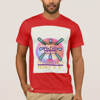 スマイリーのテキストとアニメーションが入った赤いTシャツ Tシャツ