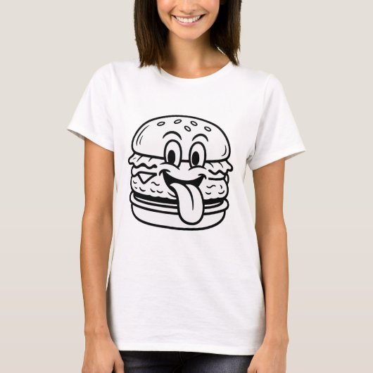 スマイリーハンバーガーラインアート Tシャツ (正面)