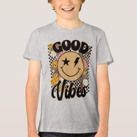 スマイリーフェイスの良い気分 トライブレンドTシャツ (正面)