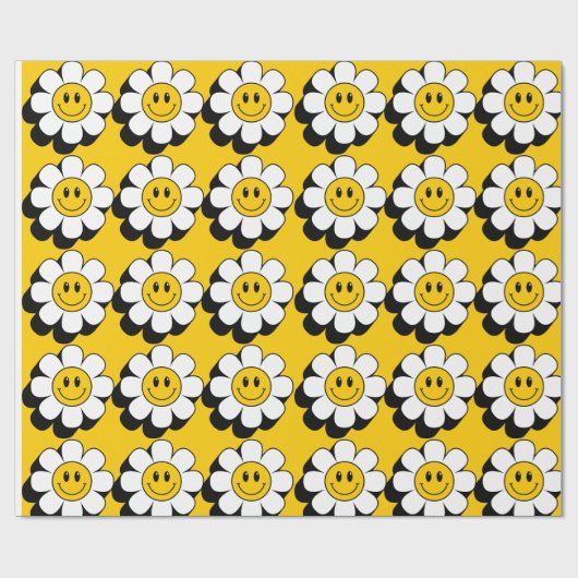 スマイリーフェイスの花包み紙 ラッピングペーパー (フラット)