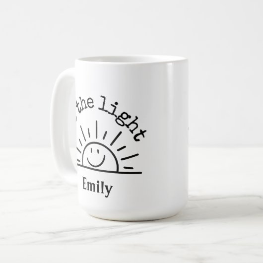 スマイリーフェイスサンシャインパーソナライズマグカップ コーヒーマグカップ (正面左)
