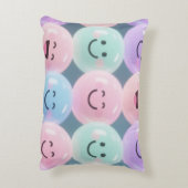 スマイリーフェイスパステル装飾用クッション – バブルグリッドカット アクセントクッション (裏面(縦))