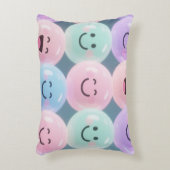 スマイリーフェイスパステル装飾用クッション – バブルグリッドカット アクセントクッション (正面(垂直))