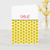 スマイリーフェイス黄色黒白ハッピーグリーティング カード (黄色い花)