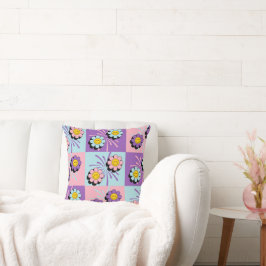 スマイリーフラワーパワー誕生日包装紙 クッション