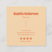 スマイリーフラワーレトロチェッカーボード – ピーチ&パープル スクエア名刺 (裏面)