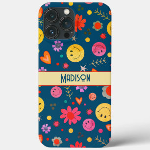 スマイリーブルーかわいいおもしろいキッズインスピレーションiPhoneケース iPhone 13 Pro Maxケース