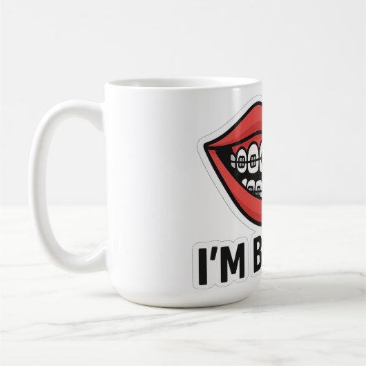 スマイリーブレースおもしろいステッカー – カラフルリップ コーヒーマグカップ (左)