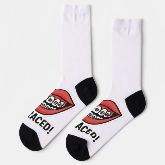 スマイリーブレースおもしろいステッカー – カラフルリップ ソックス (左)