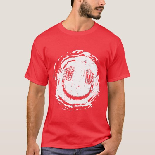 スマイリー音楽ヘッドホン女子 Tシャツ (正面)