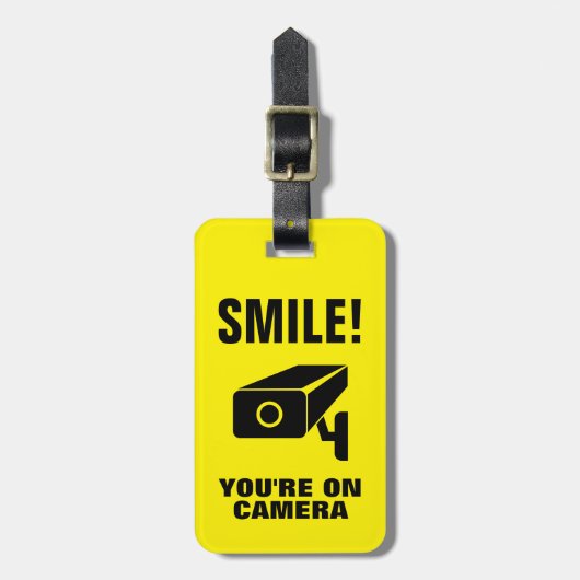 スマイルあなたはのカおもしろいメラ旅行荷札 ラゲッジタグ (正面縦)