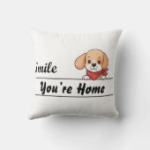 スマイルあなたはホーム、かわいい子犬の装飾用クッションデザイン クッション (裏面)