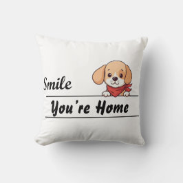 スマイルあなたはホーム、かわいい子犬の装飾用クッションデザイン クッション