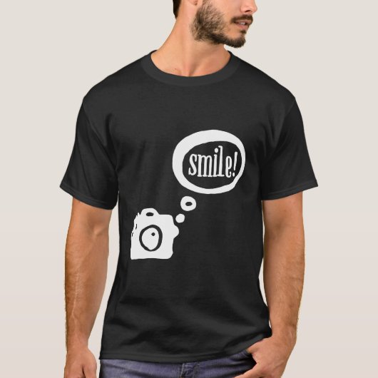 スマイルおもしろいかわいいカメラカメラ写真シャツ Tシャツ (正面)