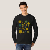スマイルおもしろい顔及び溝状の花 Tシャツ (正面フル)