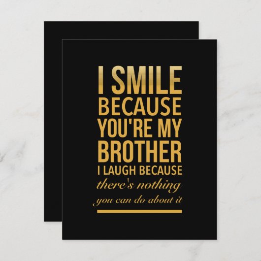 スマイルおもしろいbの兄弟の誕生日プレゼント サンキューカード (正面/裏面)