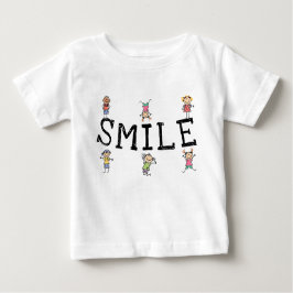 スマイルかわいいマンガのステックフィギュア子ども遊たち ベビーTシャツ