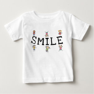 スマイルかわいいマンガのステックフィギュア子ども遊たち ベビーTシャツ