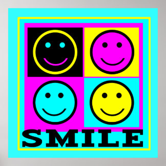 スマイルかわいいCMYK顔 ポスター