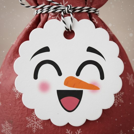 スマイルがかわいいクリスマスの雪だるま 冬 フェイバータグ
