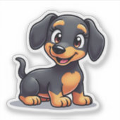 スマイルがかわいいダックスフンドの子犬イラスト シール (正面)