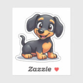 スマイルがかわいいダックスフンドの子犬イラスト シール (シート)