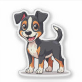スマイルがかわいいマンチェスターテリアの子犬イラスト シール (正面)