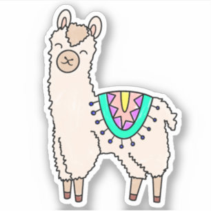 スマイルがかわいいリャマ アルパカのキャラクターイラスト シール