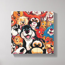 スマイルすべてのまわりに動物 キャンバスプリント