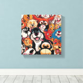スマイルすべてのまわりに動物 キャンバスプリント (インサイチュ (ウッドフロア))