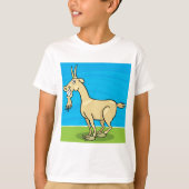 スマイルするヤギのキャラクター牧場の動物 Tシャツ (正面)