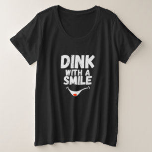 スマイルでディンク ピックルボールママTシャツ かわいいピック プラスサイズTシャツ