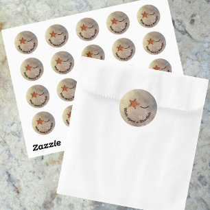 スマイルとウインクかわいいヒトデ ラウンドシール