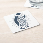 スマイルとウェーブペンギン スクエアペーパーコースター (アングル)