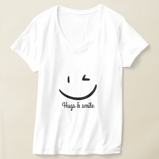 スマイルとハグ ポジティブな言葉 Tシャツ (レイダウン)